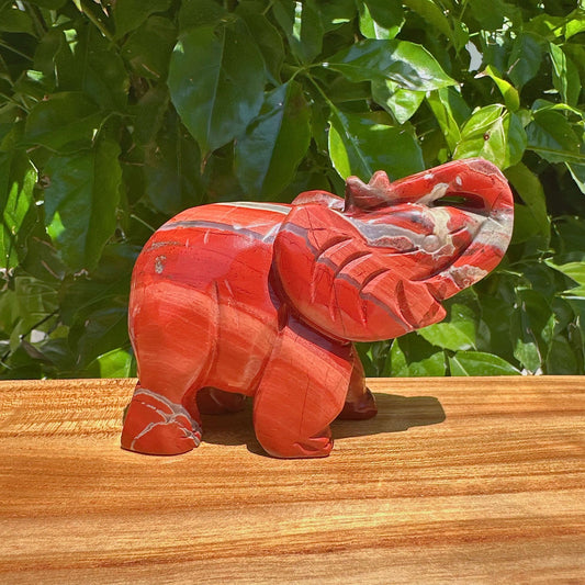 Red Jasper Elephant Carving