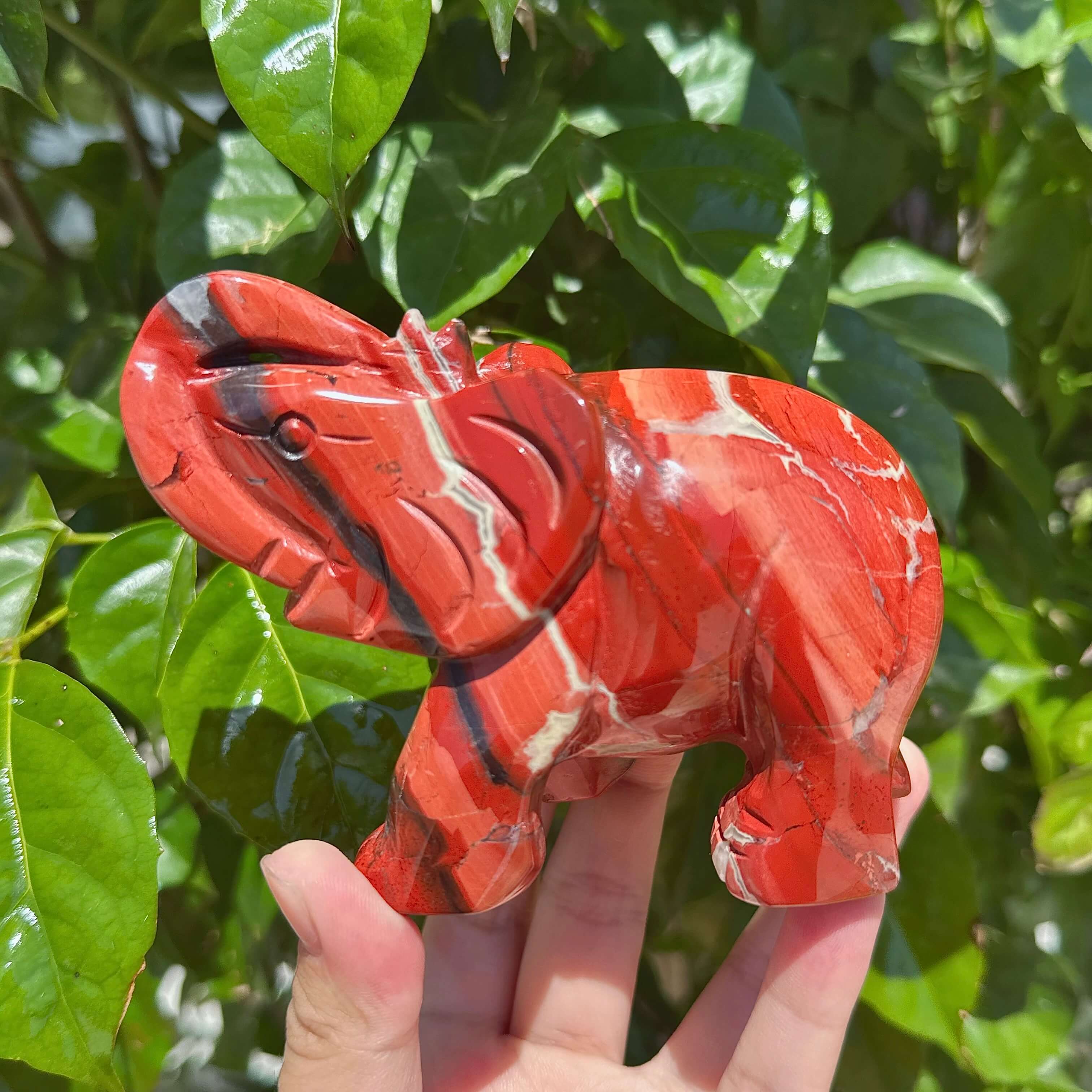 Red Jasper Elephant Carving