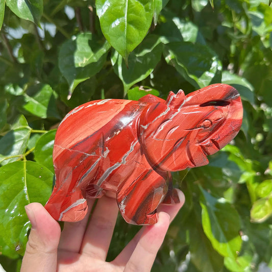 Red Jasper Elephant Carving
