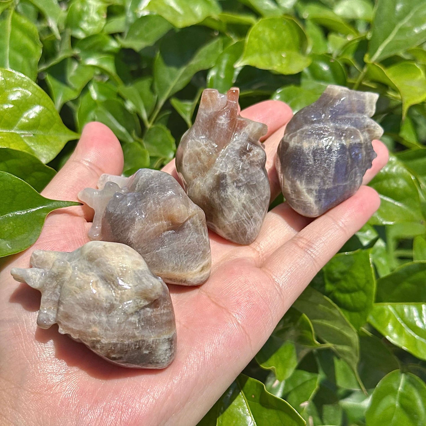 Sunstone-Moonstone Heart Carving