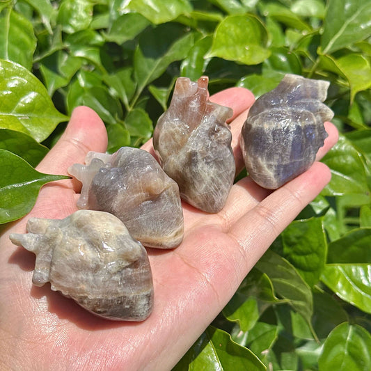 Sunstone-Moonstone Heart Carving