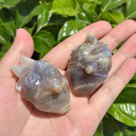 Sunstone-Moonstone Heart Carving