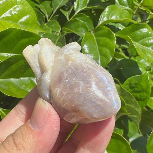 Sunstone-Moonstone Heart Carving