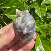 Sunstone-Moonstone Heart Carving