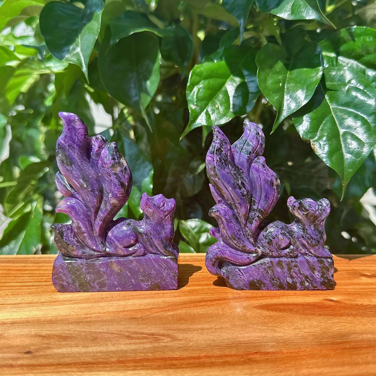 Charoite Nine-Tailed Fox Carving