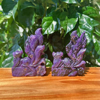 Charoite Nine-Tailed Fox Carving