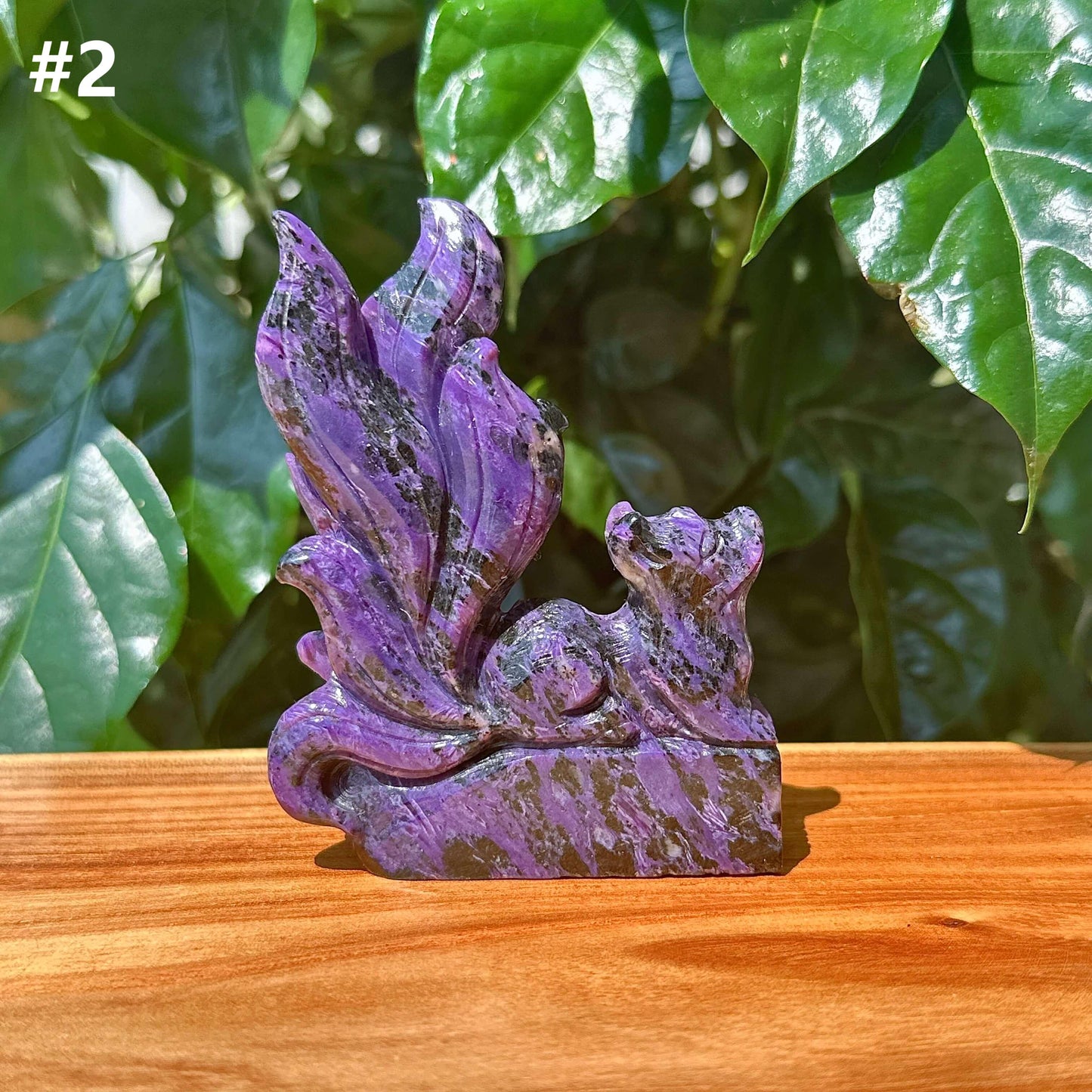 Charoite Nine-Tailed Fox Carving
