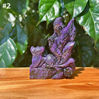 Charoite Nine-Tailed Fox Carving