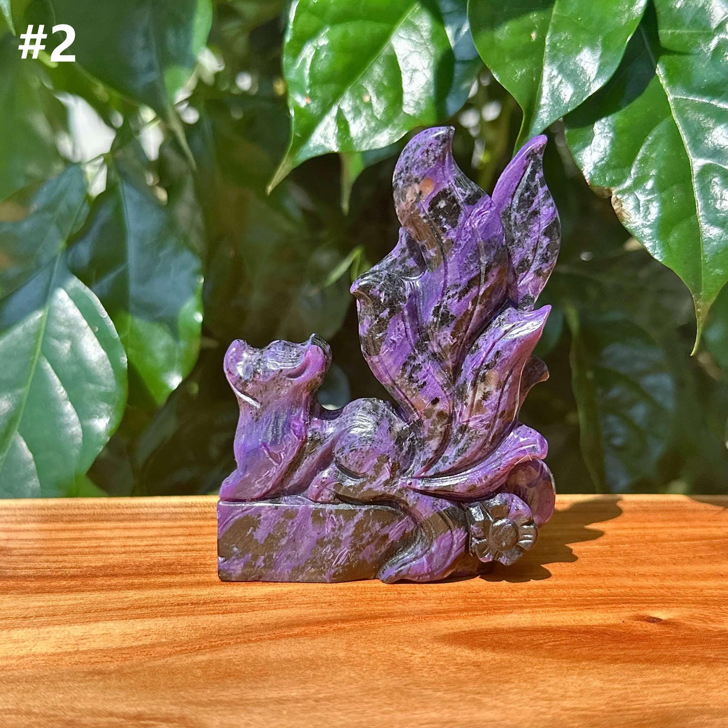 Charoite Nine-Tailed Fox Carving
