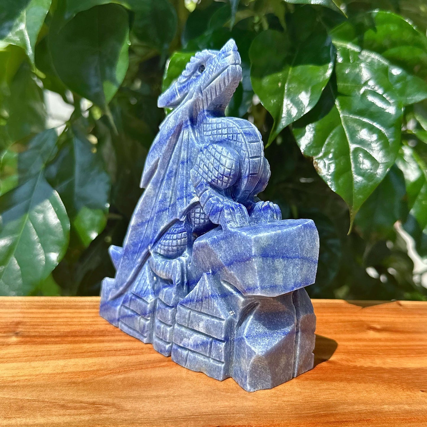 Blue Aventurine Flying Dragon Carving