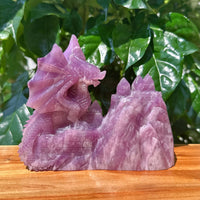 Lepidolite Flying Dragon Carving
