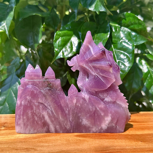 Lepidolite Flying Dragon Carving