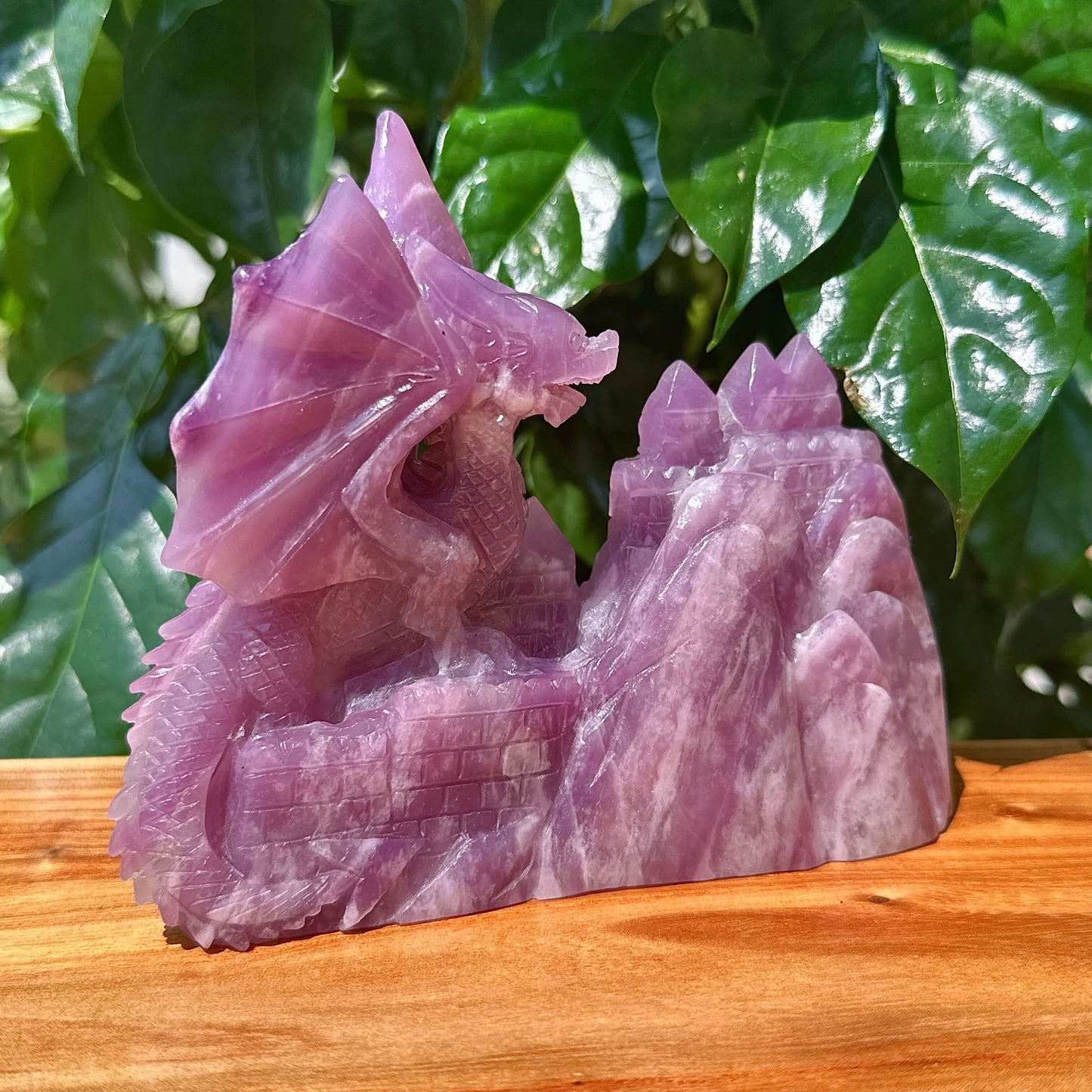 Lepidolite Flying Dragon Carving