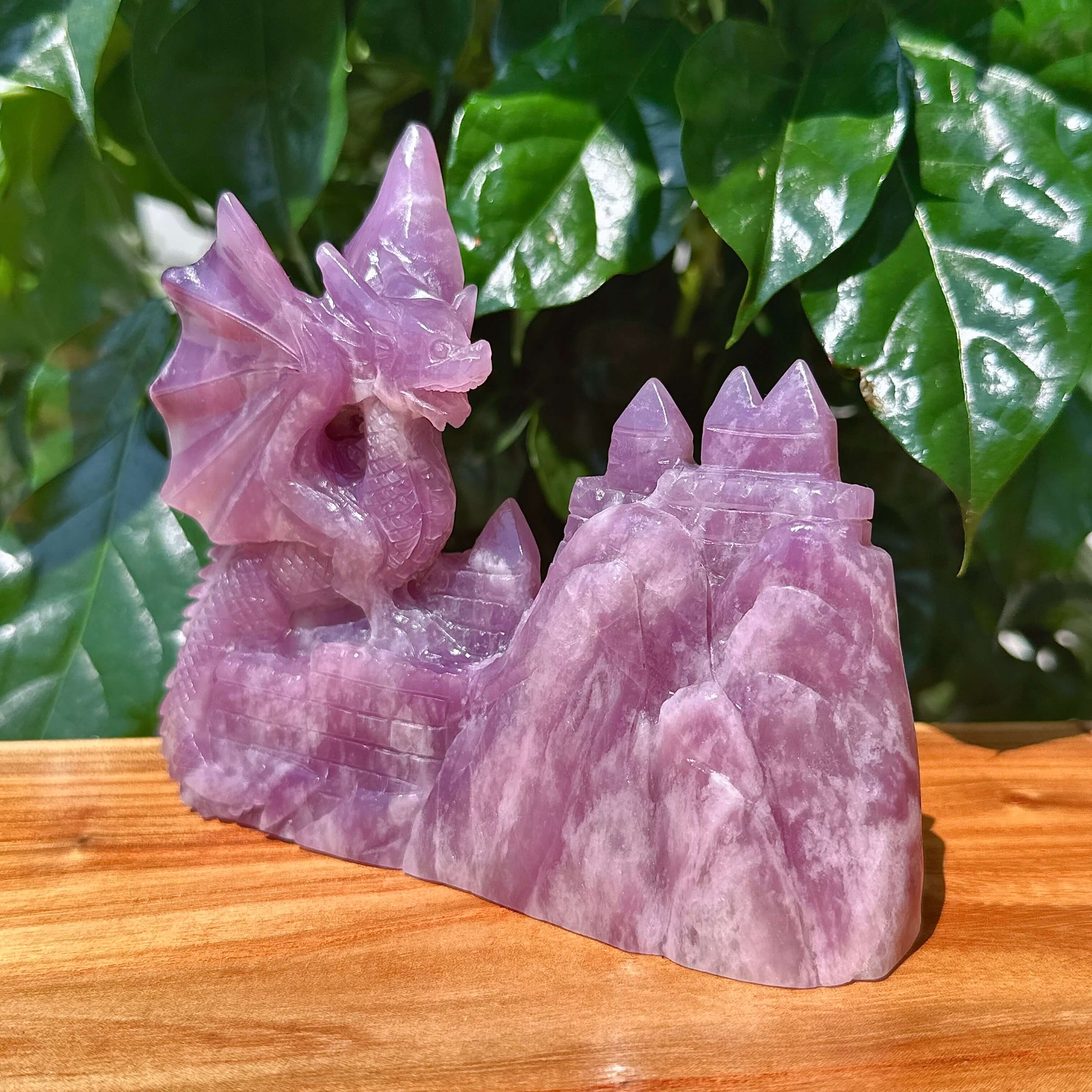 Lepidolite Flying Dragon Carving