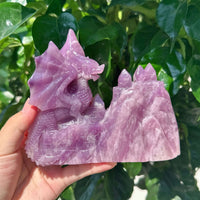 Lepidolite Flying Dragon Carving