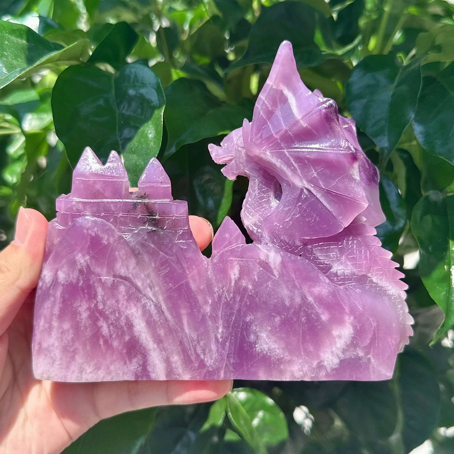 Lepidolite Flying Dragon Carving