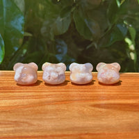 Mini Flower Agate Candy Bear Head Carving