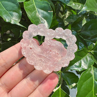 Rose Quartz Nine-tailed fox Carving