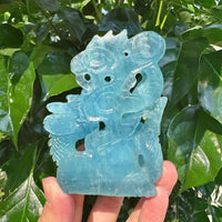 Aquamarine Eastern Dragon Carving