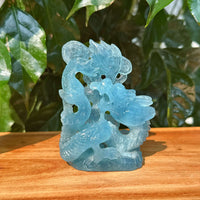 Aquamarine Eastern Dragon Carving