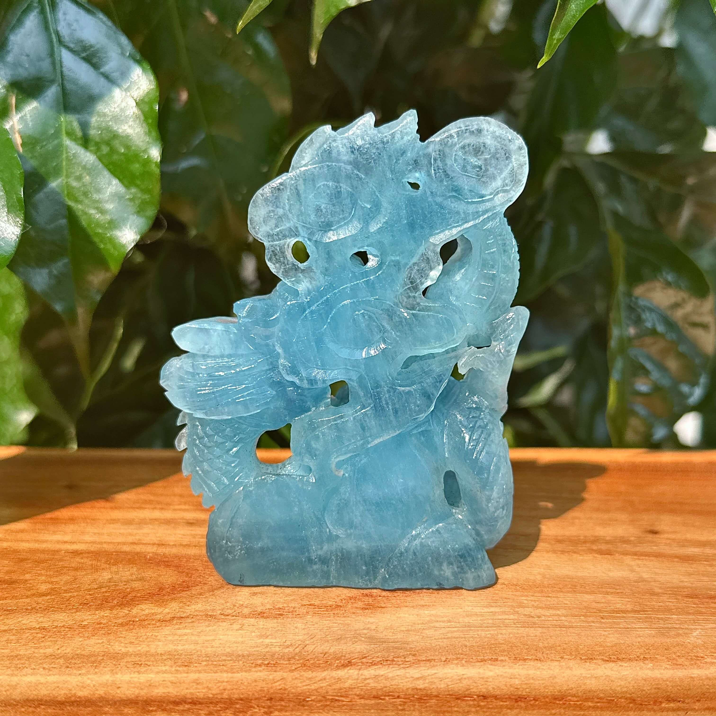 Aquamarine Eastern Dragon Carving