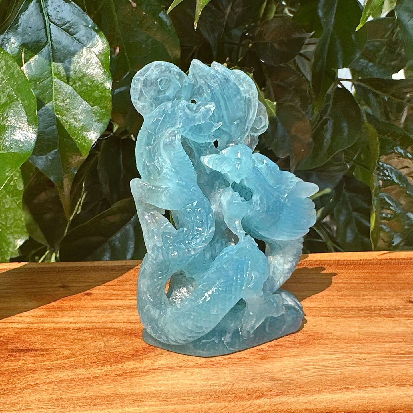 Aquamarine Eastern Dragon Carving