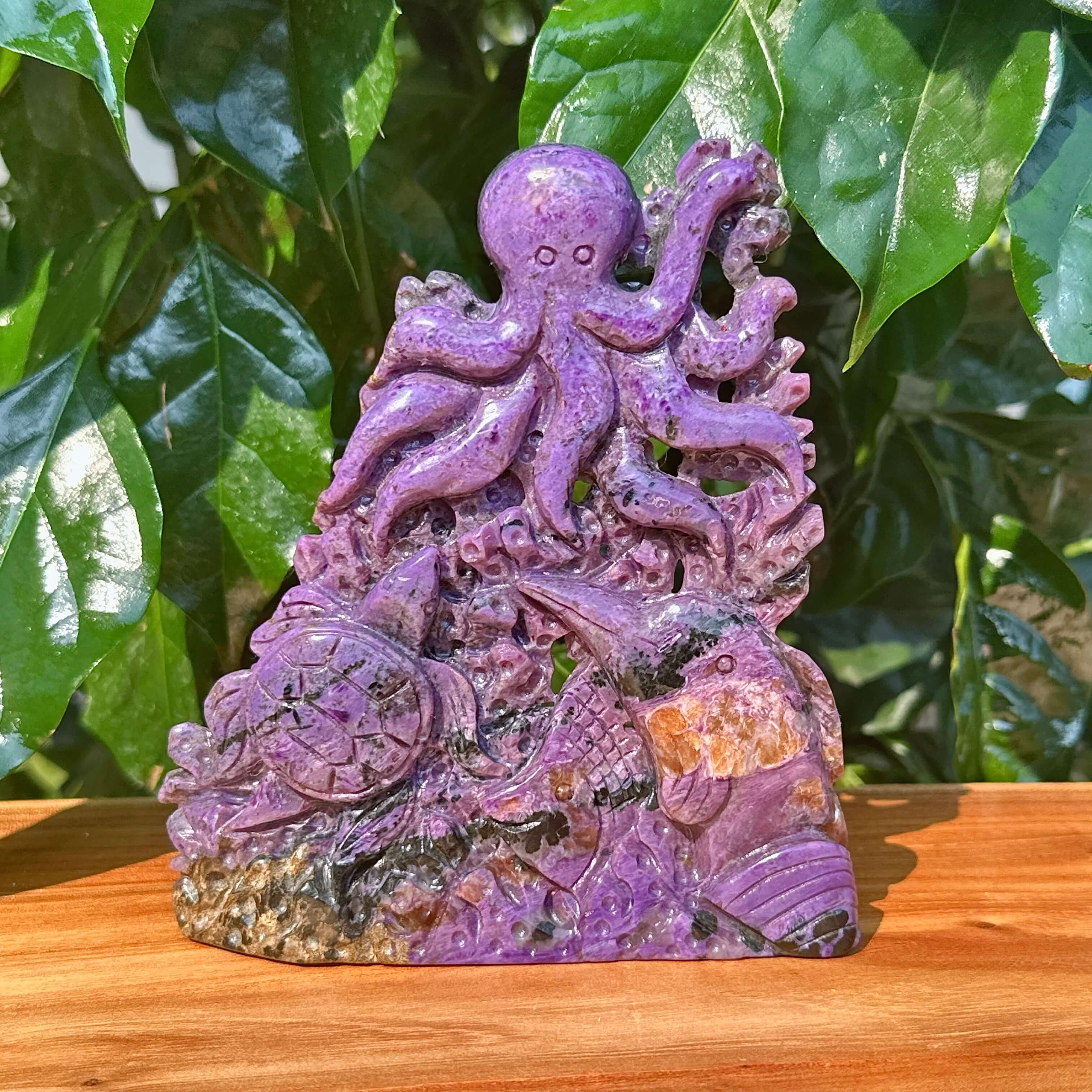 Charoite Underwater World Carving