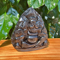 Silver Obsidian Ganesha Carving