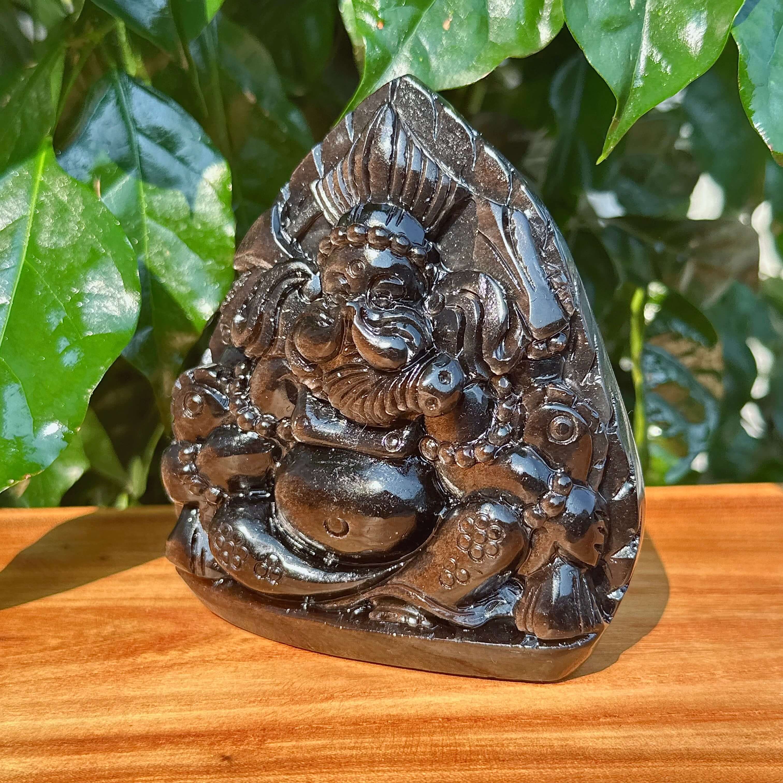 Silver Obsidian Ganesha Carving