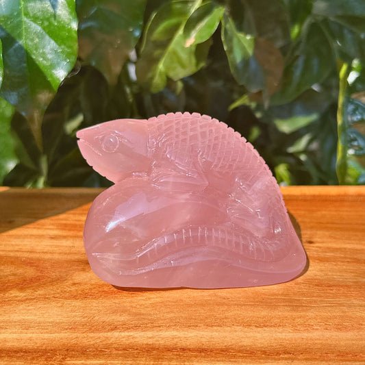 Rose Quartz Lizard Carving