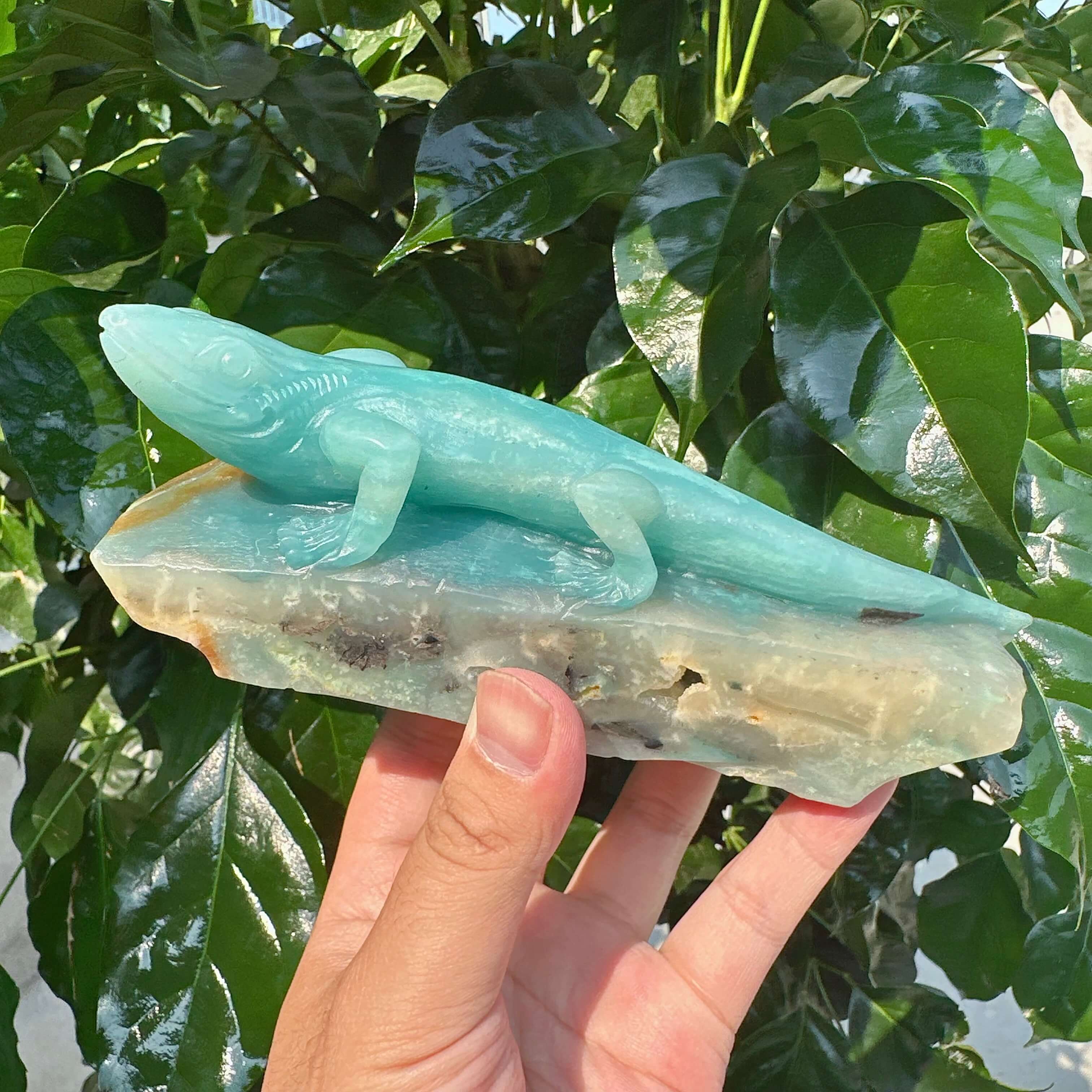 Amazonite Lizard Carving