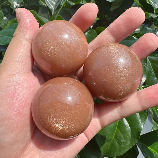 Peach Moonstone With Sunstone Sphere