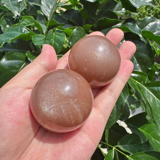 Peach Moonstone With Sunstone Sphere