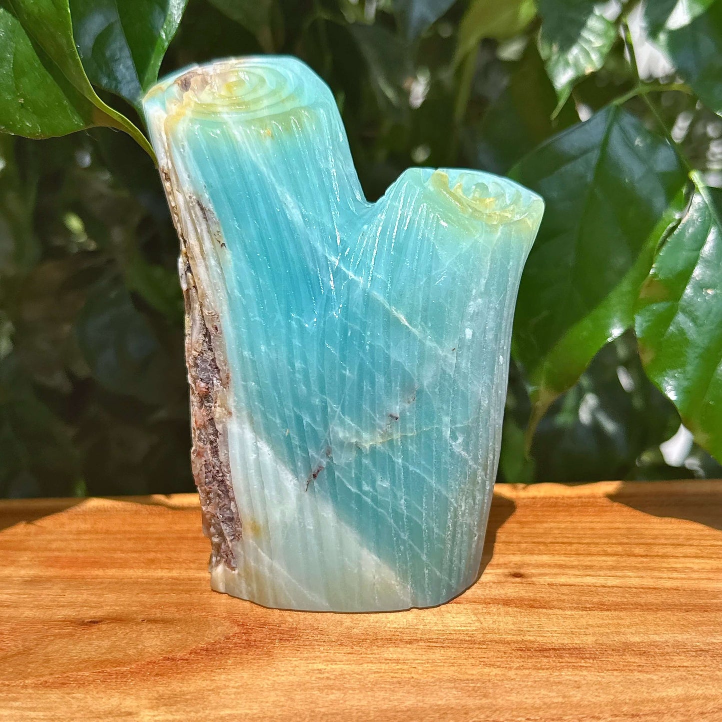 Sky Blue Amazonite Owl Carving