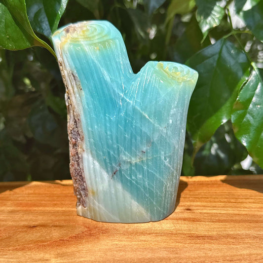 Sky Blue Amazonite Owl Carving