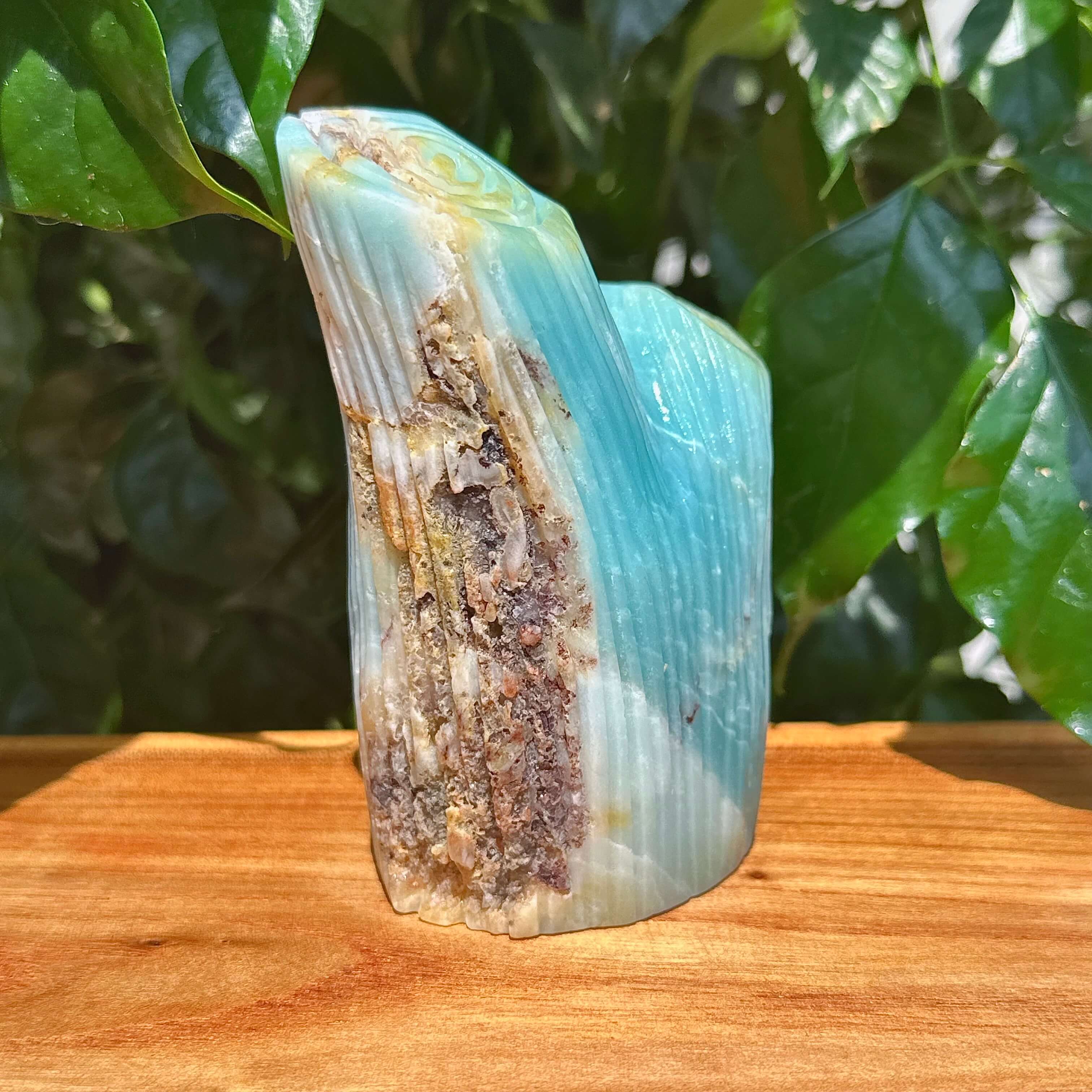 Sky Blue Amazonite Owl Carving