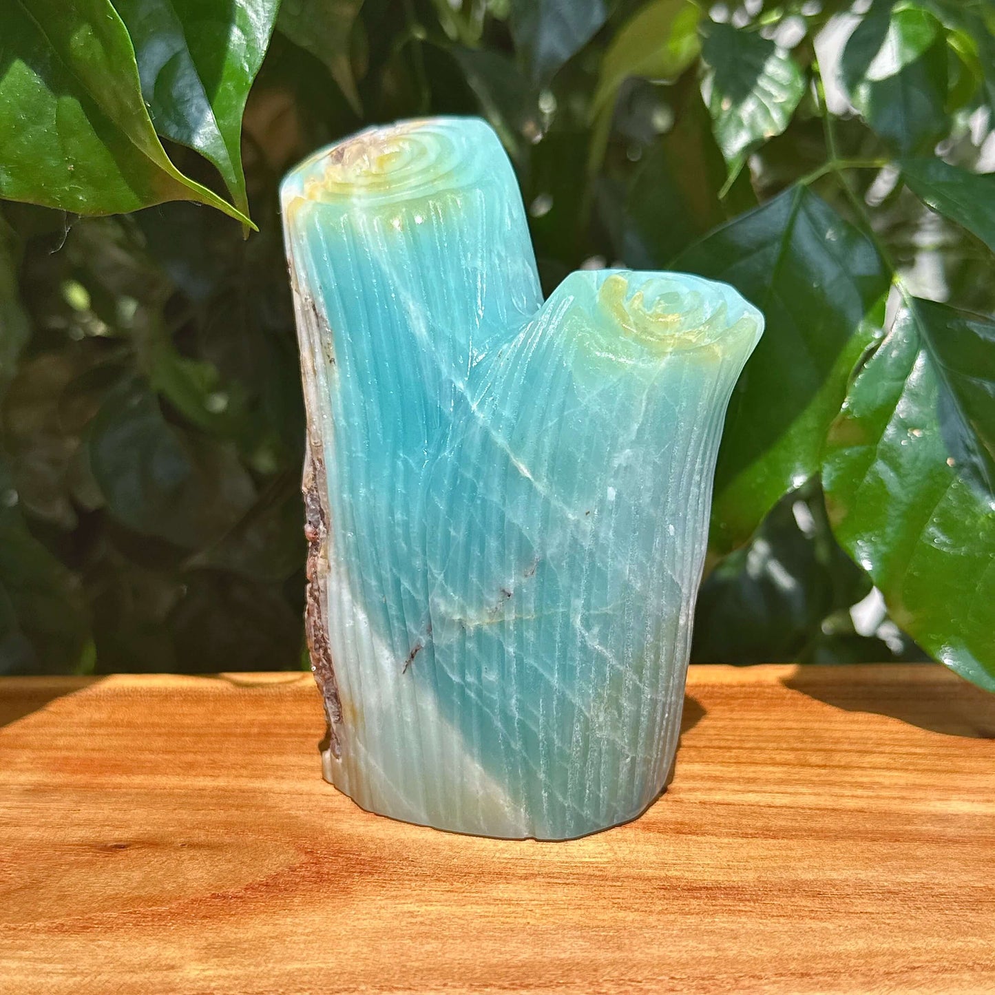Sky Blue Amazonite Owl Carving