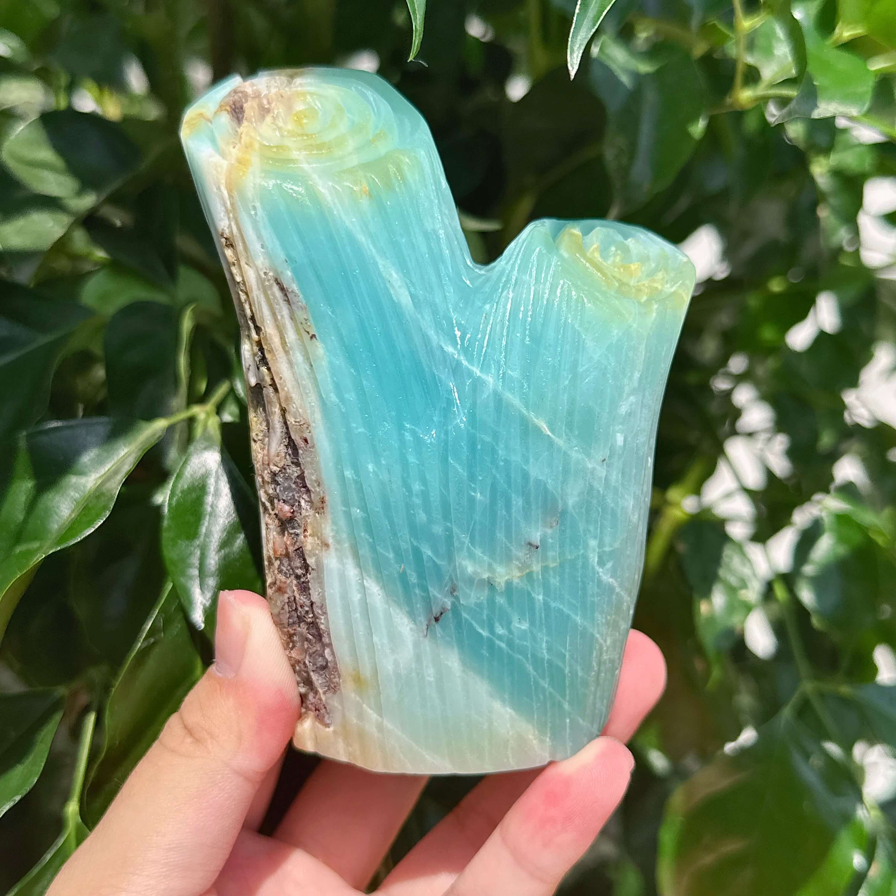 Sky Blue Amazonite Owl Carving