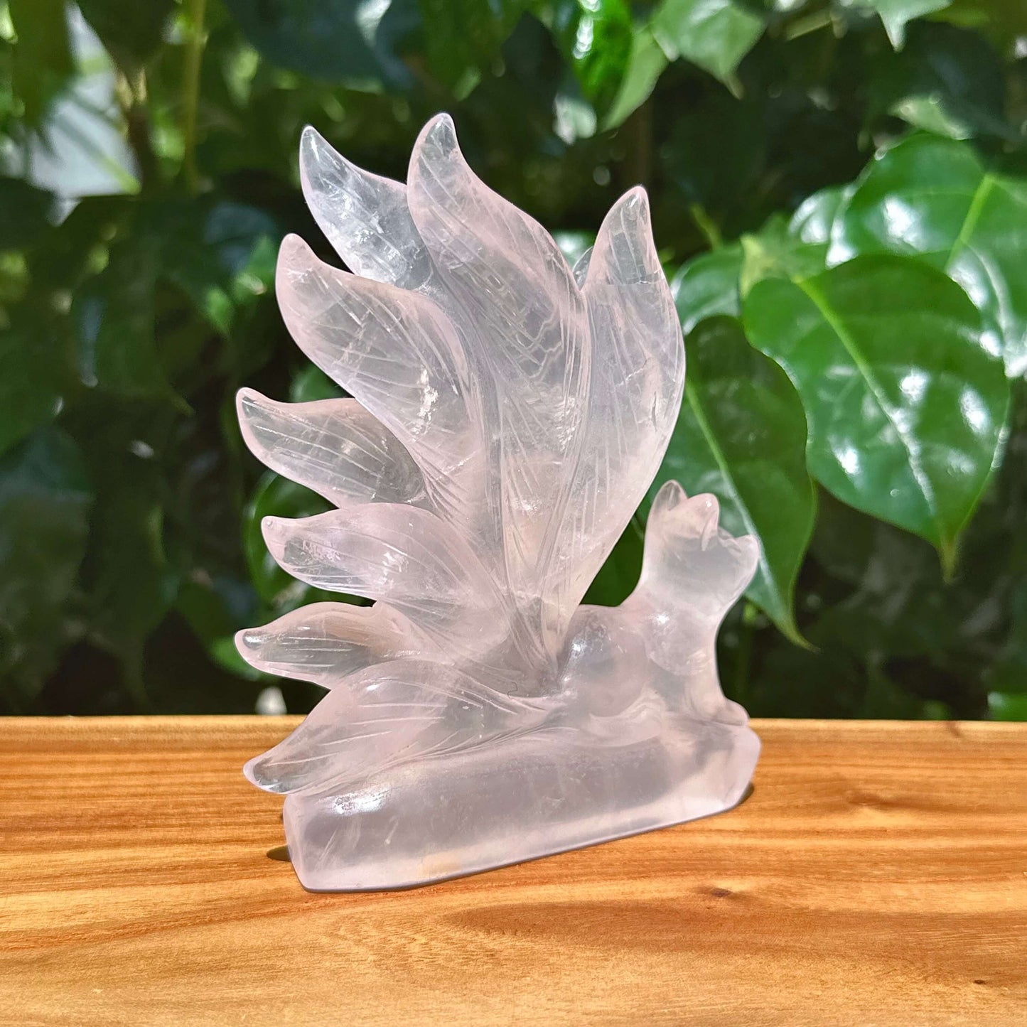 Rose Quartz Nine-tail Fox Carving