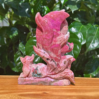 Cobalt Calcite Nine-tail Fox Carving