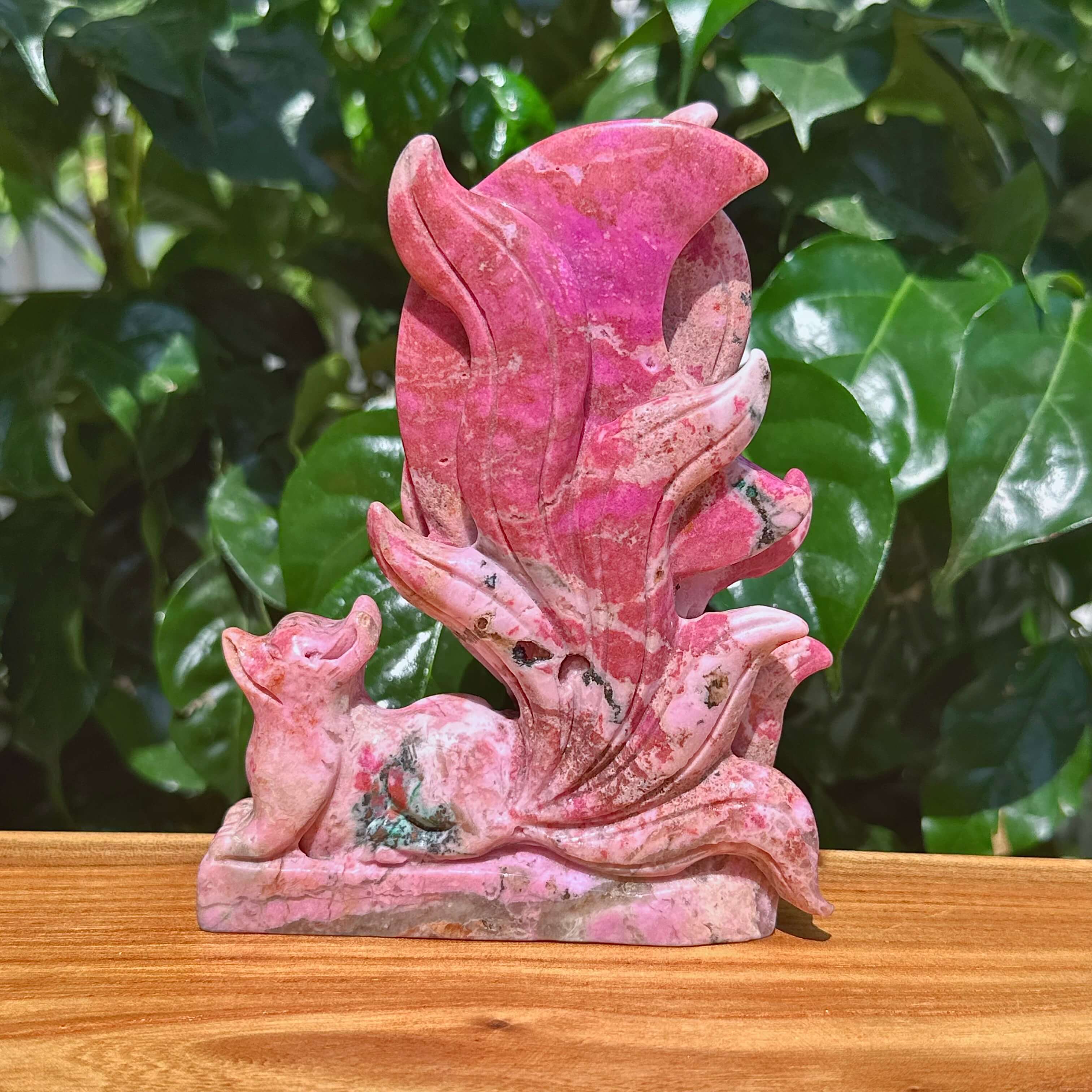 Cobalt Calcite Nine-tail Fox Carving