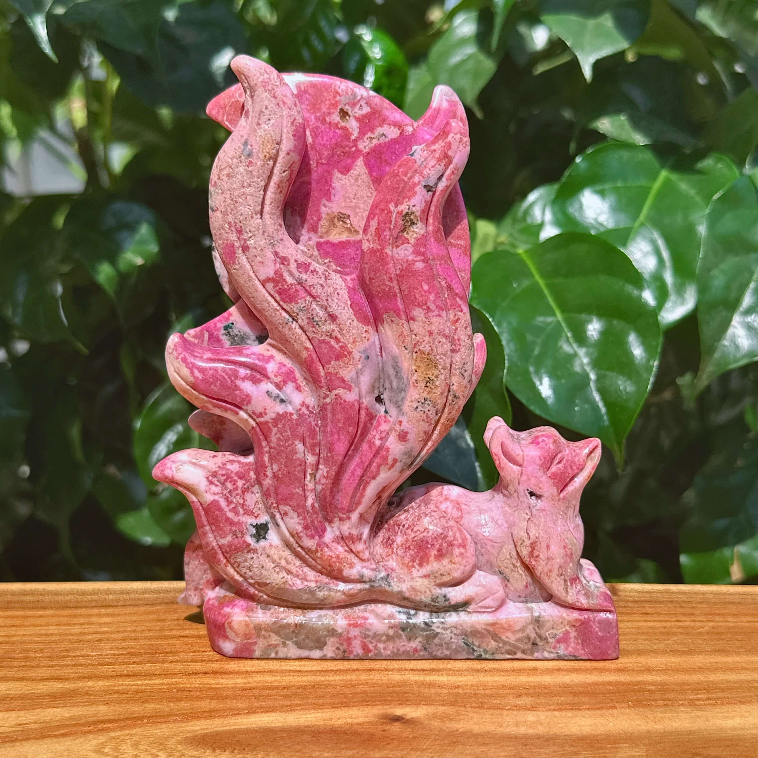 Cobalt Calcite Nine-tail Fox Carving