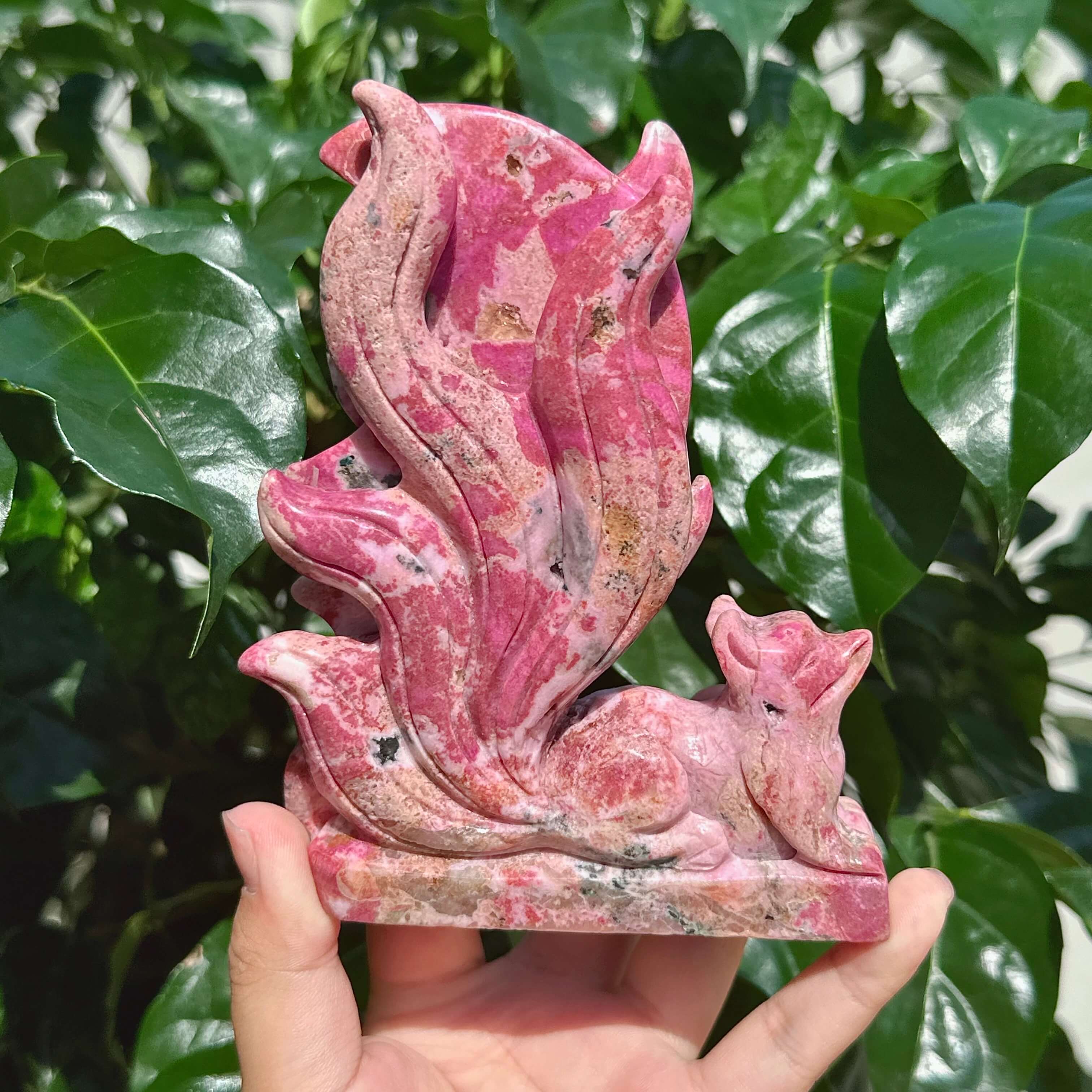 Cobalt Calcite Nine-tail Fox Carving