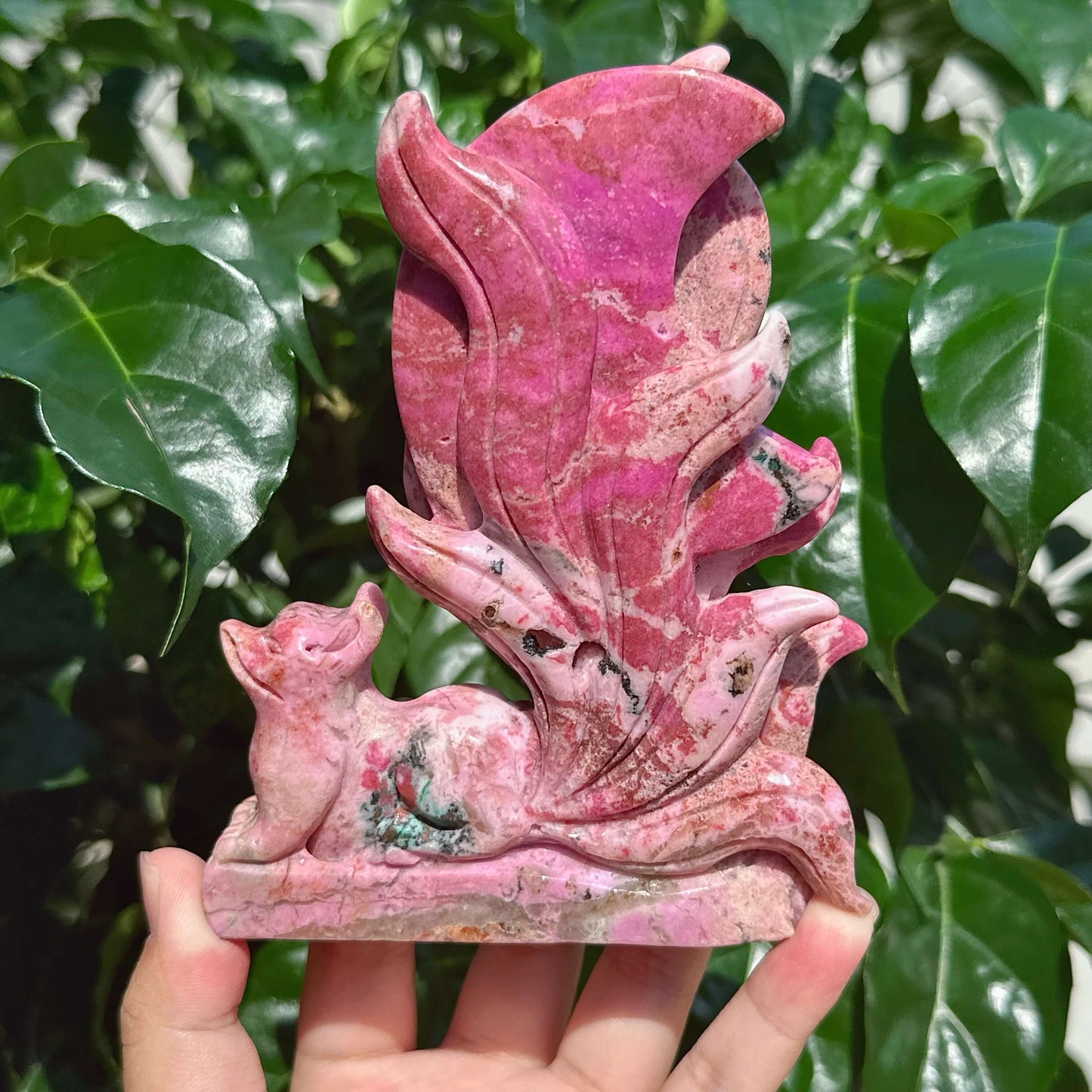 Cobalt Calcite Nine-tail Fox Carving
