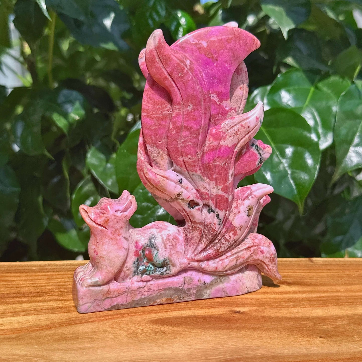 Cobalt Calcite Nine-tail Fox Carving