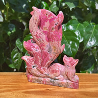 Cobalt Calcite Nine-tail Fox Carving