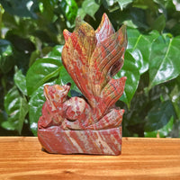 Ocean Jasper Nine-tail Fox Carving