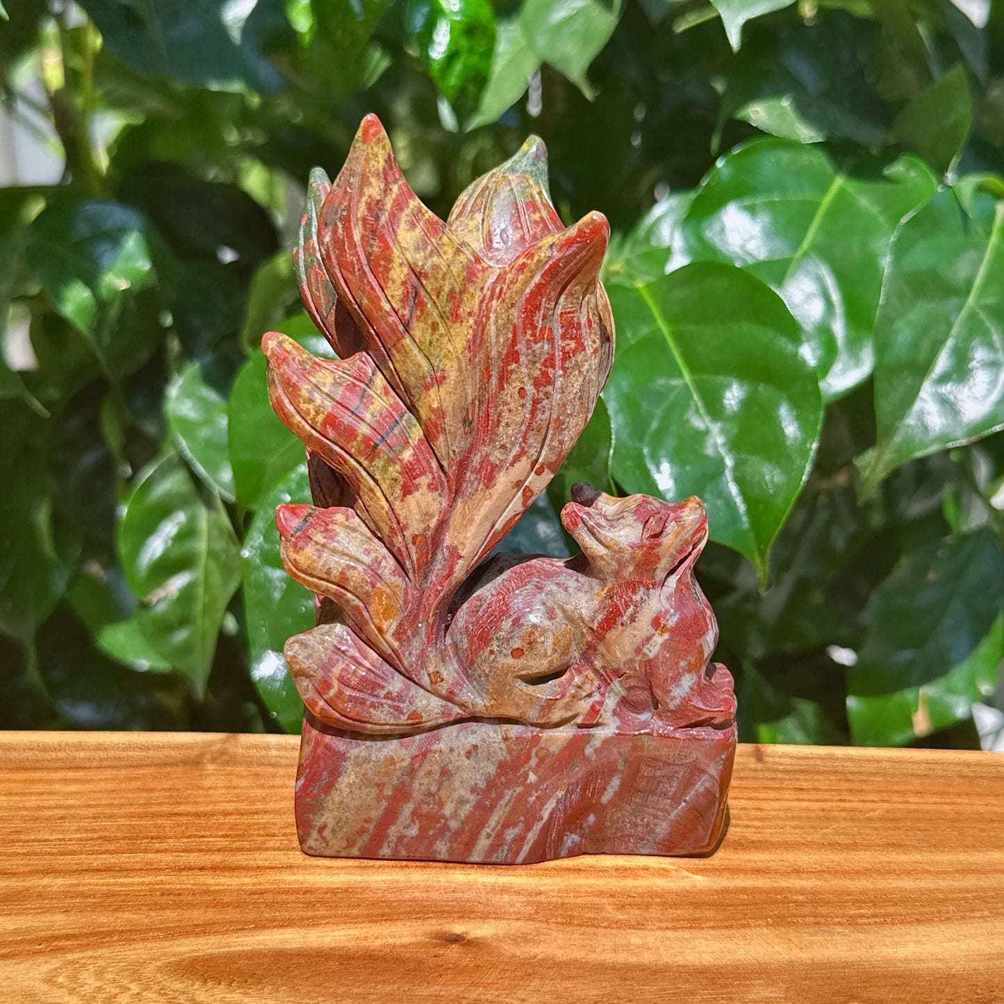 Ocean Jasper Nine-tail Fox Carving