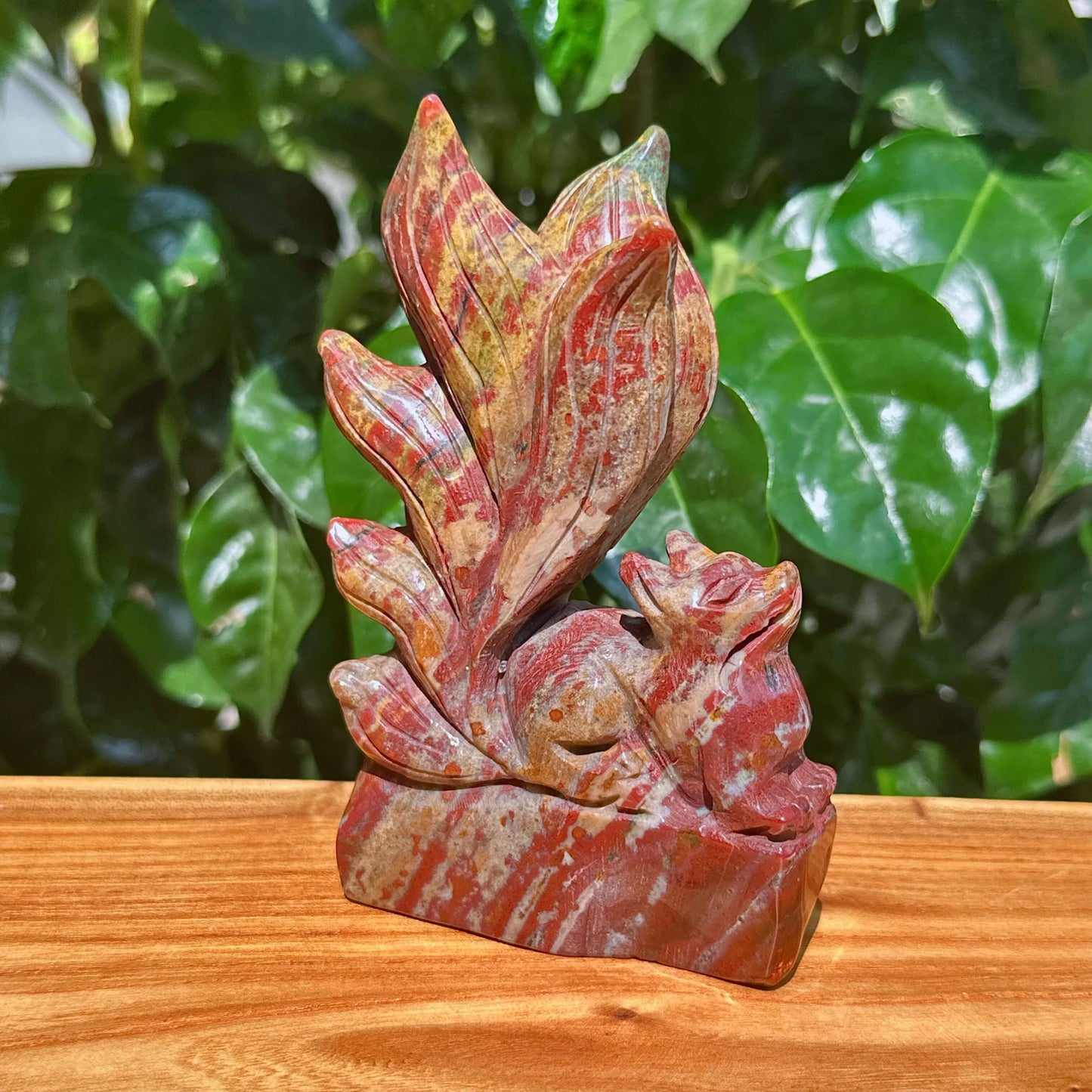 Ocean Jasper Nine-tail Fox Carving