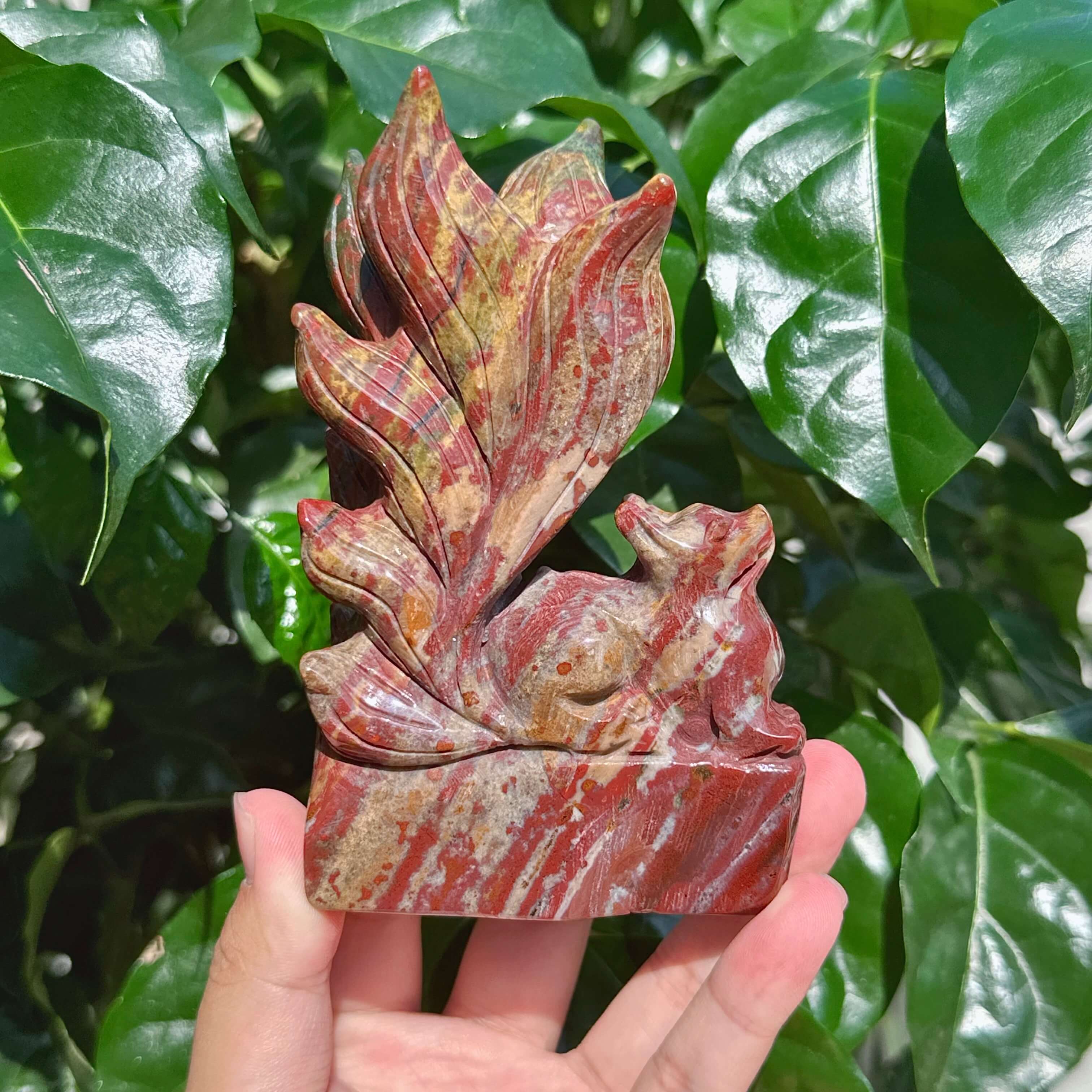 Ocean Jasper Nine-tail Fox Carving